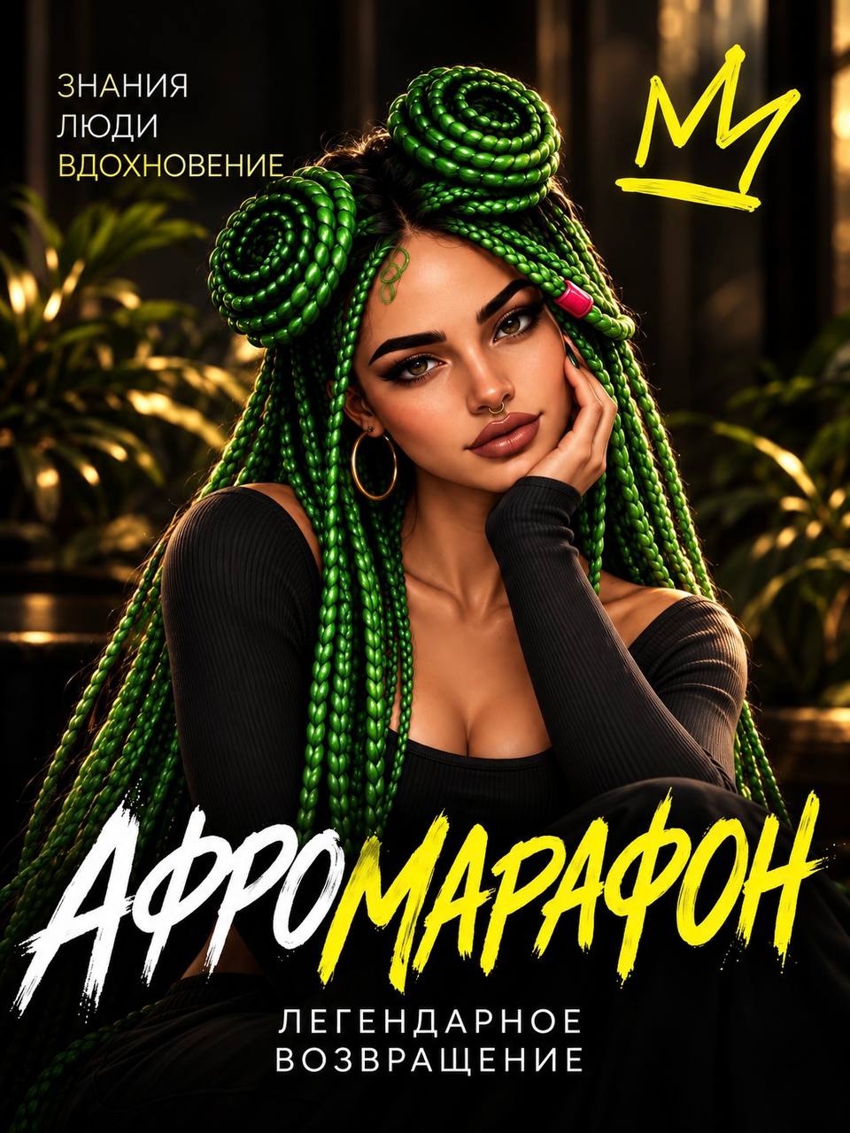 Героиня Афромарафона с ярко-зелёными косами